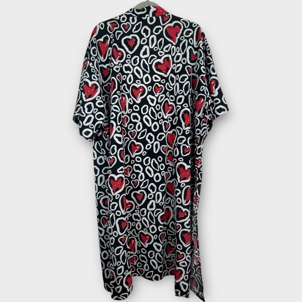 Sunshine & Rodeos Heart Print Kimono Duster Cardigan One Size NWOT - Picture 2 of 3